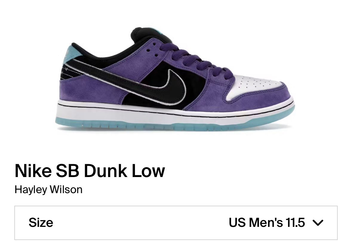 Nike SB Dunk Low Hayley Wilson Sz 11.5M