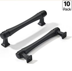 10 Pack 3.75 Inch (96mm) Hole Center Matte Black Cabinet Pulls – Solid Zinc Alloy Kitchen Cabinet Handles, Drawer Pulls for Bathroom Vanity, Dresser &