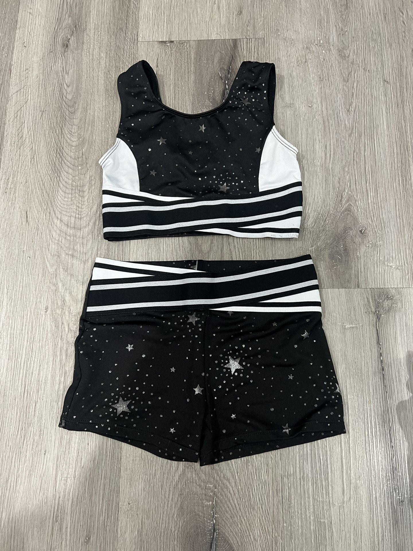 More Than Magic Girls' Celestial Star Set Sports Bra - Shorts, Black / White S (6/6x)
