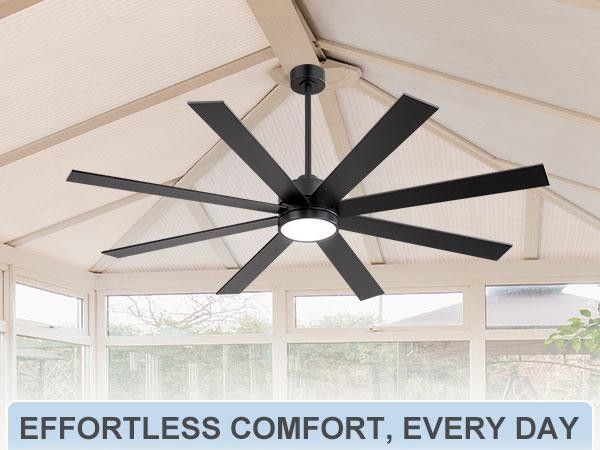 thumbnail image 2 of TAUS 80 Inch Smart Ceiling Fan With LED Light & Remote – 6 Speeds, DC Motor, Reversible, Indoor/Outdoor, Black Finish 2 of 2