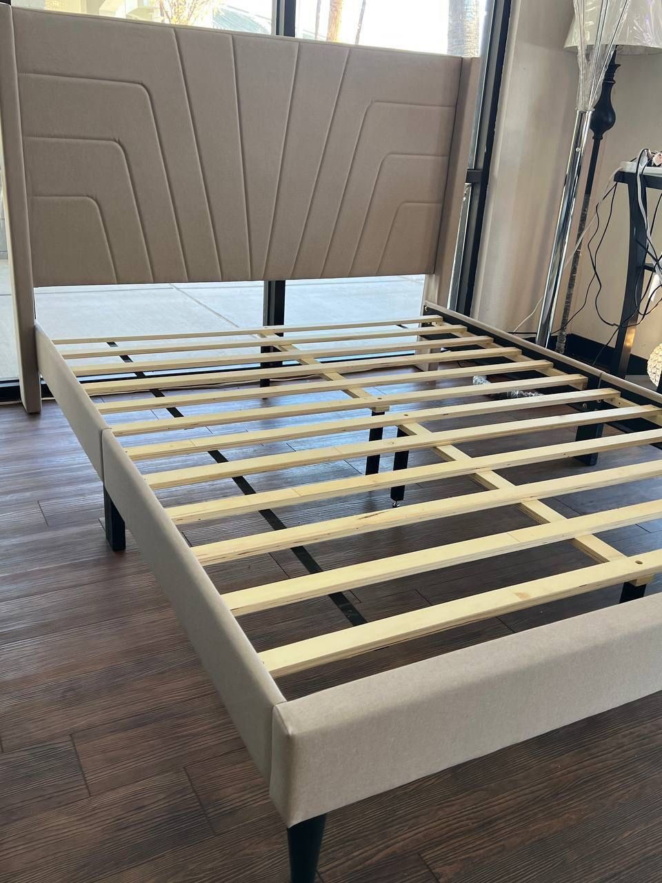 Beige Queen Size Bed Frame