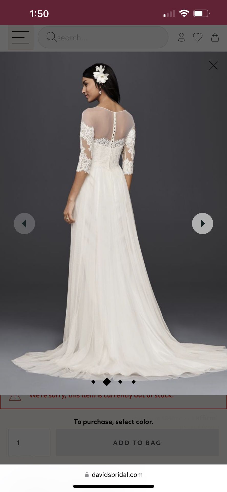 Size 2 Davids Bridal Gown 