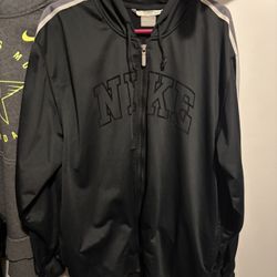 Nike Vintage XL Full Zip Hoodie Gray Fleece Swoosh Spellout Logo Streetwear RARE