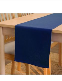 Encasa XO Table Runner 13"x120" Long | Cotton Canvas Fabric | Scotch Blue Solid Color | Machine Washable & Durable