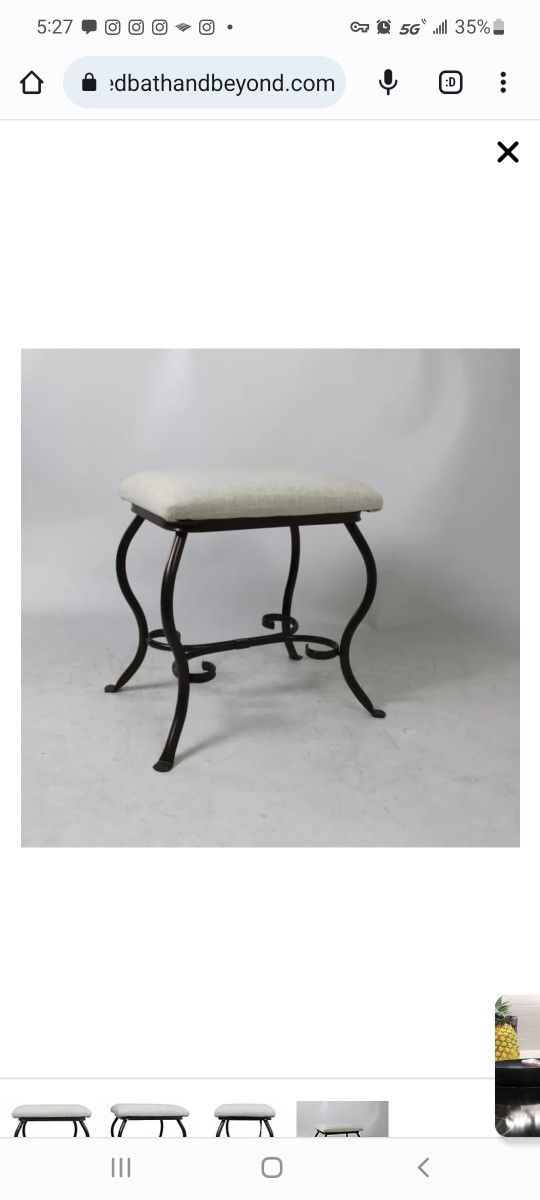 Cream Beige Ivory Upholstered Vanity Stool Chair Ottoman