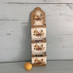 Vintage Midcentury Mail Holder, Letter Tray, Bill Holder, Kitchen Decor