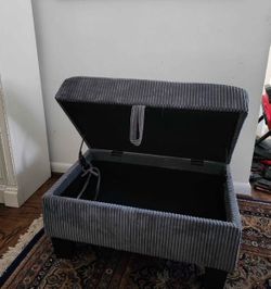 Gray Corduroy Storage Ottoman