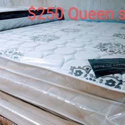 $250 Queen Set Pillow Top Mattress And Box-spring Brand New Free Delivery Same Day 