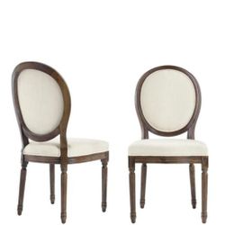 Home Decorators Collection Ellington Haze Wood Upholstered Dining  Chair With  Rounded Back  Ivory Seats ( Set Of 2)  19" W  x 38" H 