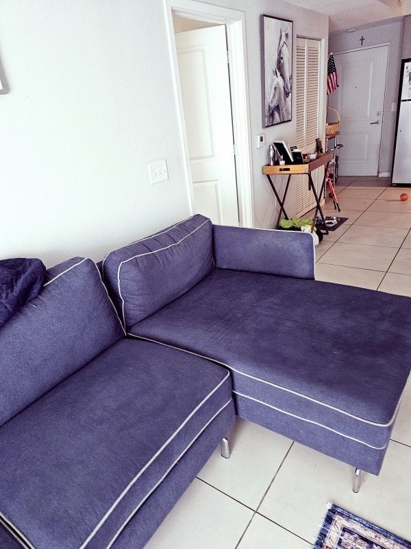 GREGORY MODERN BLUE FABRIC SECTIONAL SOFA
