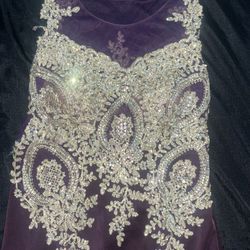 Purple Formal Dress With Bejeweled Bodice Size 12 By Romance Couture 