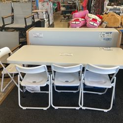 6ft Folding Table With 6 Folding Chairs Set