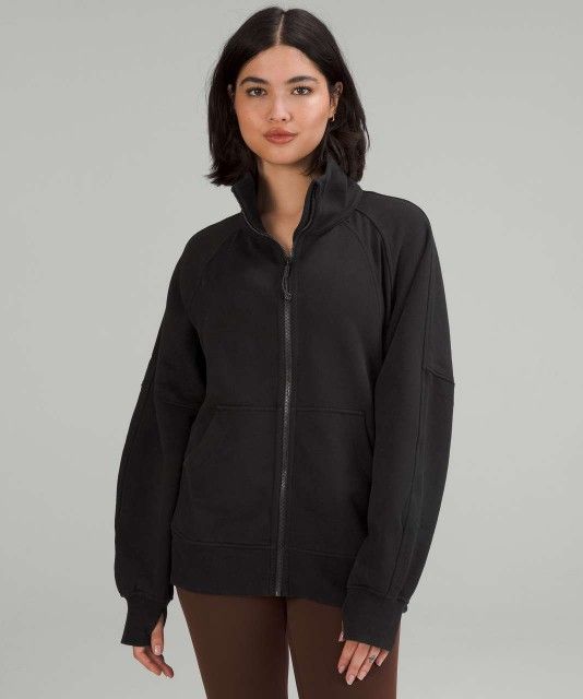 Lululemon Scuba Oversized Full Zip Hoodie Black Crop Jacket Women's Medium/Large