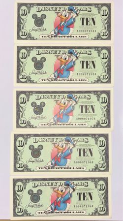 Disney Dollars $10 Donald Duck Series 2003 x5