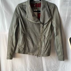 Bano eeMee Canadian Distressed Lamb Leather Jacket Earl Grey Size 4