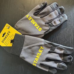 New Stanley Padded Comfort Grip Work Gloves S77641 - Size Large