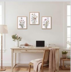 Set of 3 Botanical Floral Framed Wall Art