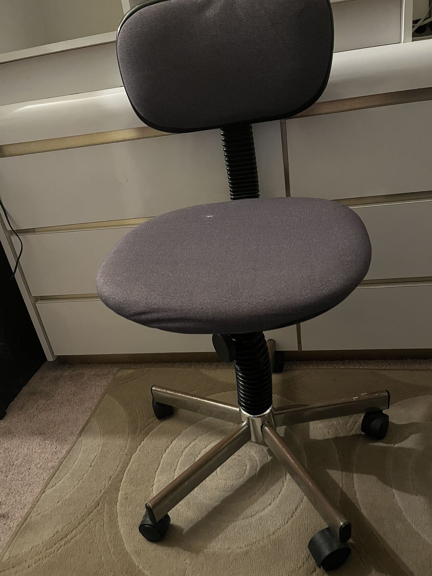 2 gray & chrome desk chairs-file cabinet -vacuum-shelves