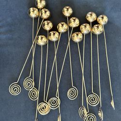 Tall 9" Spiral Wire Table Number Holder - Brushed Gold - Set of 18