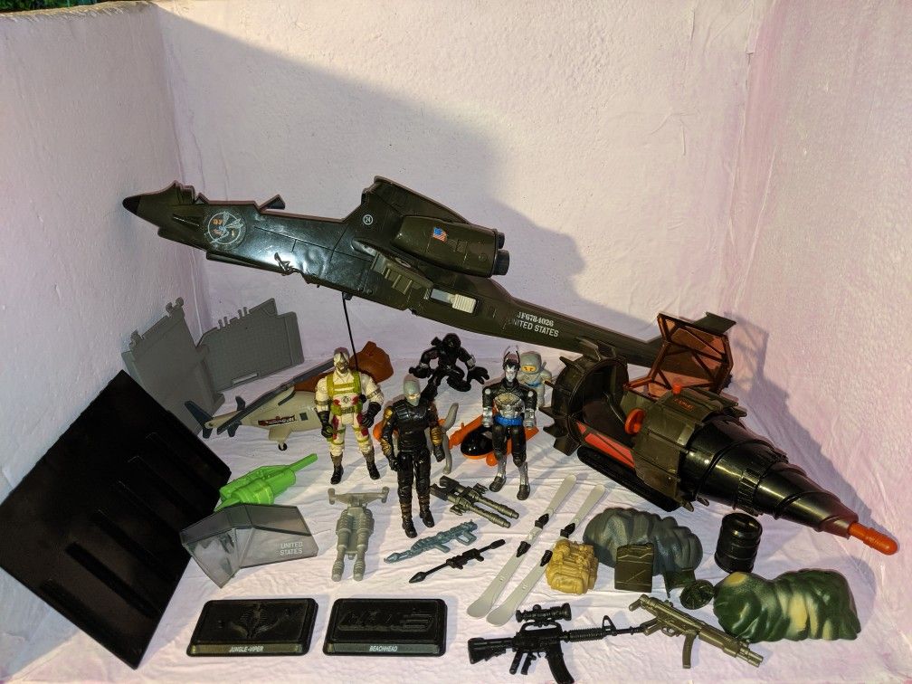 GI Joe Cool Lot Action Figures Cobra Vehicles Weapons Parts