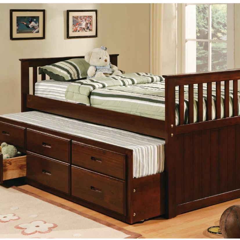 Twin Captain Bed with Trundle - Espresso