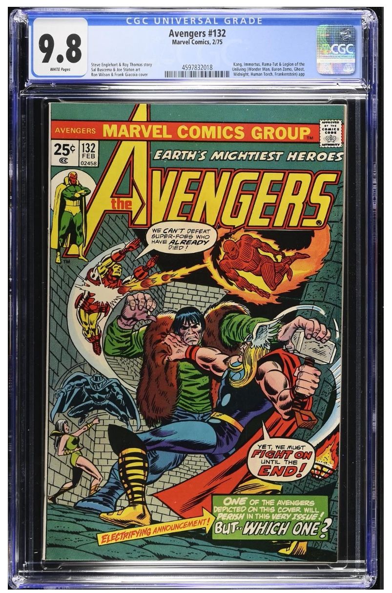 Avengers #132 CGC 9.8 White Pages (Marvel Comics, 2/75)