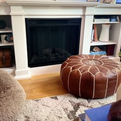 Moroccan leather pouf