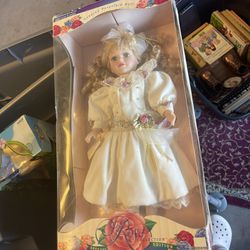 Vintage Victorian rose collection, porcelain doll
