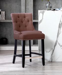 Tufted Upholstered Counter Height Bar Stools (Set of 2)