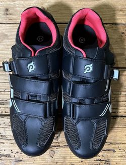 Peloton Cycling Shoes with Cleats Cycle Black White Red Size 42
