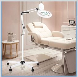 HITTI 10X Magnifier Esthetician Light, 2200 Lumens, Stepless Dimmable, 5 Wheel Rolling Base, LED Lighted Mag Lamp for Lash & Facials, Tattoo, Nail, Cr