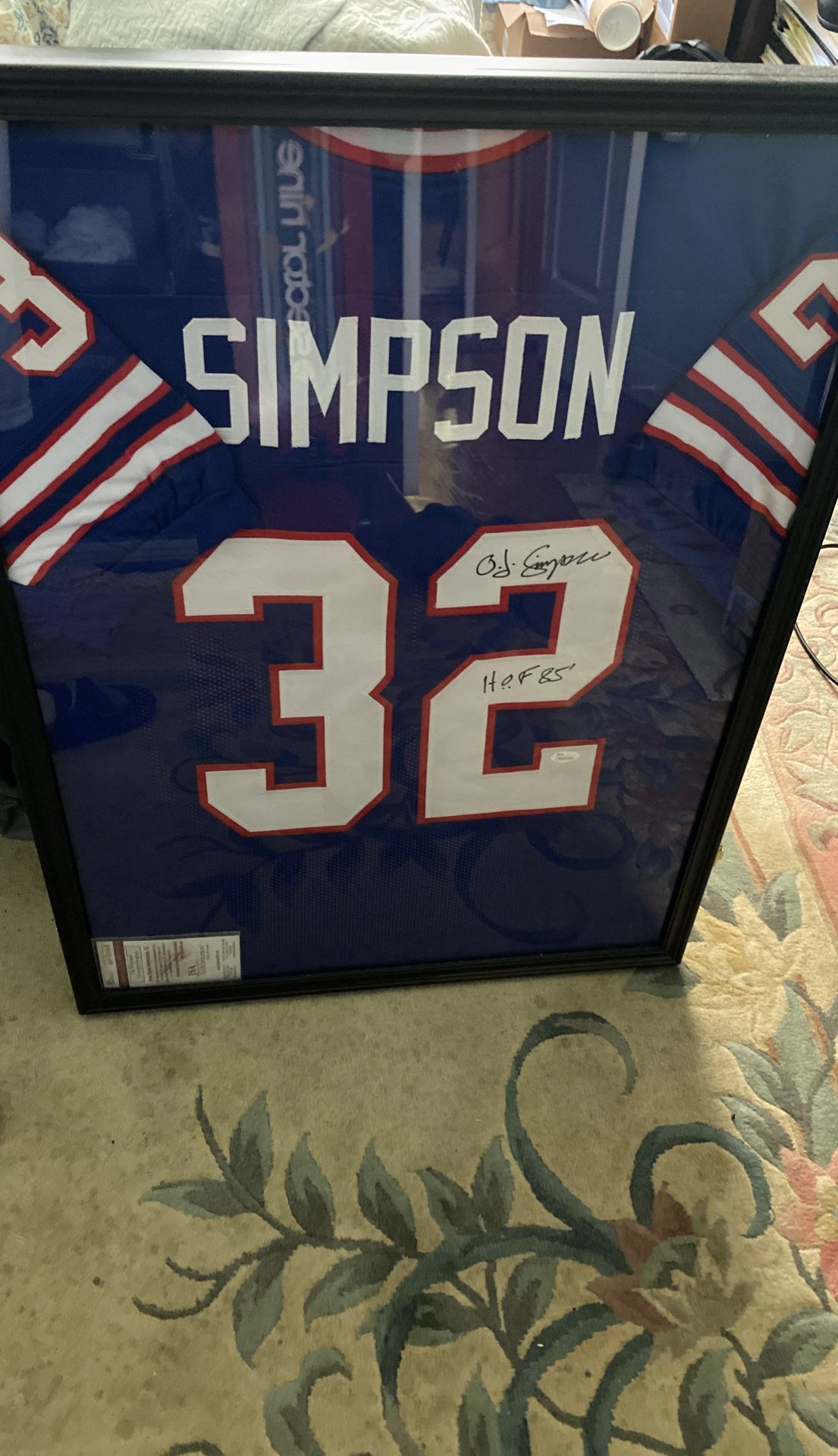 OJ Simpson Autographed Jersey JSA Certificate