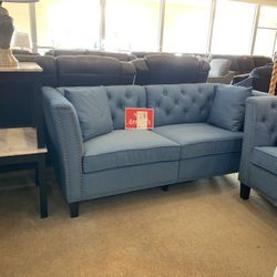Blue Sofa And Loveseat 