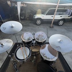SPL Drum Set With Low Volume Cymbals And Evan’s Sound Off 