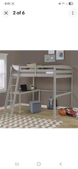 100 OBO As Is Full size high loft bed with desk Grey color