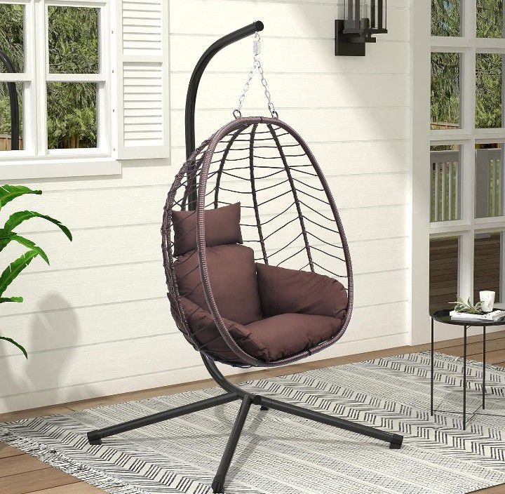  Hanging Egg Chair with Stand Patio Hammock