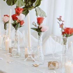 (18) Long Ivory Candle Sticks With Holders 