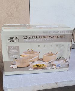 Thyme & Table 12-Piece Ceramic Non-Stick Cookware Set Signature Collection, Non-Toxic Pots and Pan Set