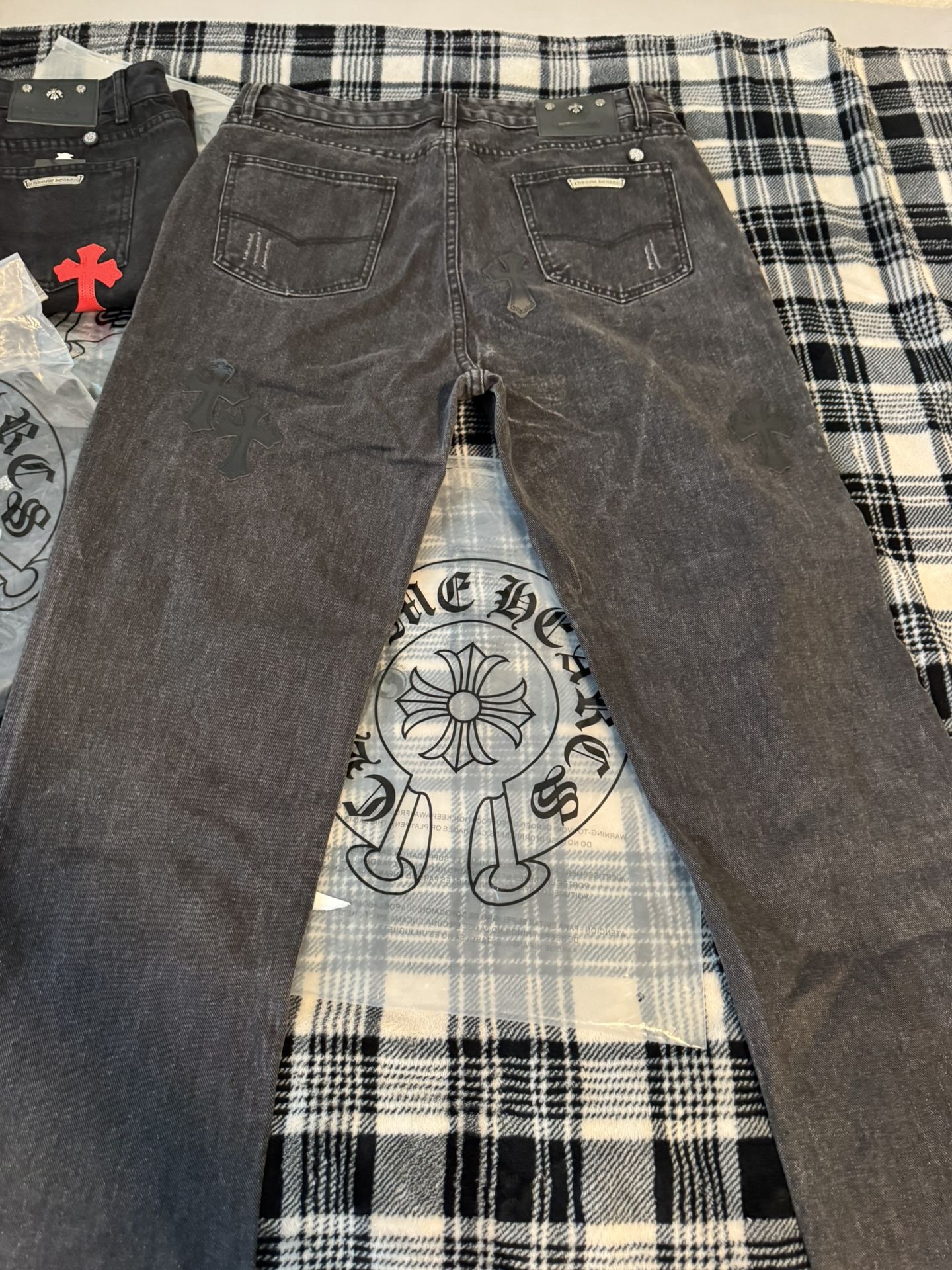 Custom Chrome Hearts Black With Black Crosses Size 36