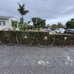 Lot Of 4 Wagon Wheels Dump Rake Wheel 