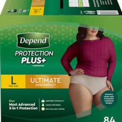 Depend Protection Plus Underwear Diapers  Size L and XL