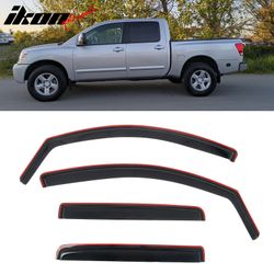 Fits 2004-2015 Nissan Titan Crew Cab In-Channel Side Window Deflector Rain Sun Shade