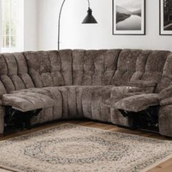 Brand New Brown Super Plush Power Reclining Sectional Sofa 