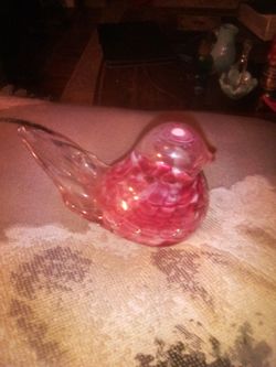 LS Joe Clair Glass Bird Cranberry Color 