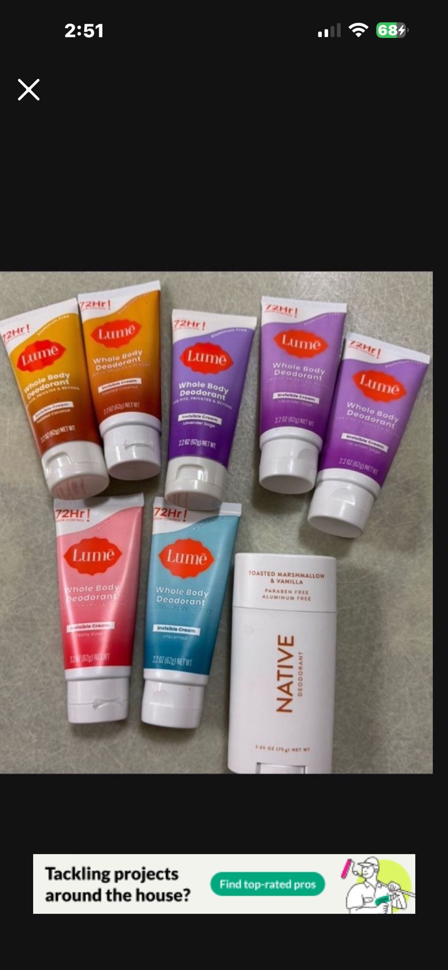 CA. LUME DEODORANTS. $7.50 EACH. TUBE 