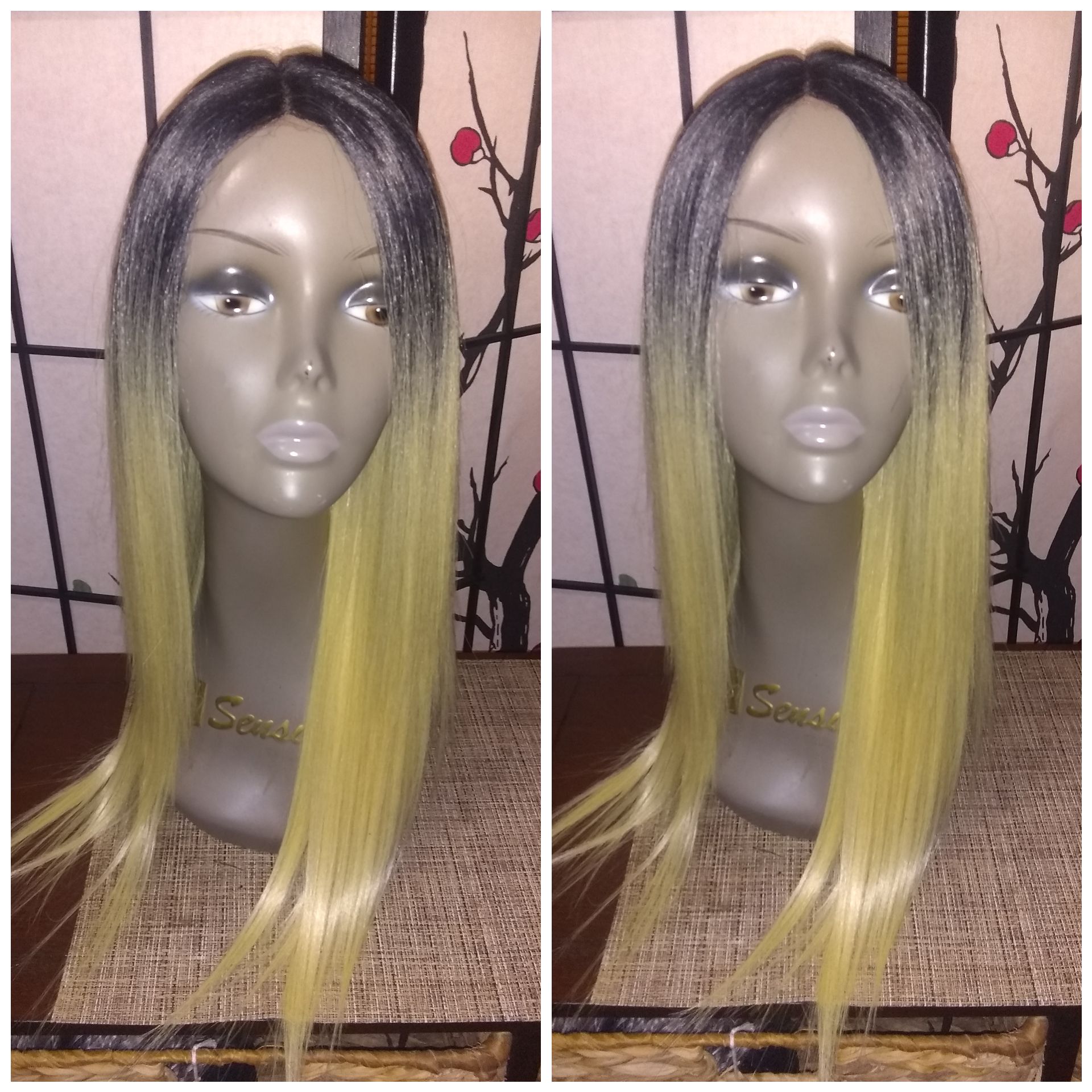 18" ombre platinum blonde 613 straight hair wig