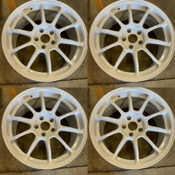 18" NEW Volk Racing ZE40 Style White Wheels Rims Squared Set 18x8.5 +42 (5x112) JR017  Fits most BMW AUDI MERCEDES AMG A CLASS C CLASS CLA EQ GLA GLE 