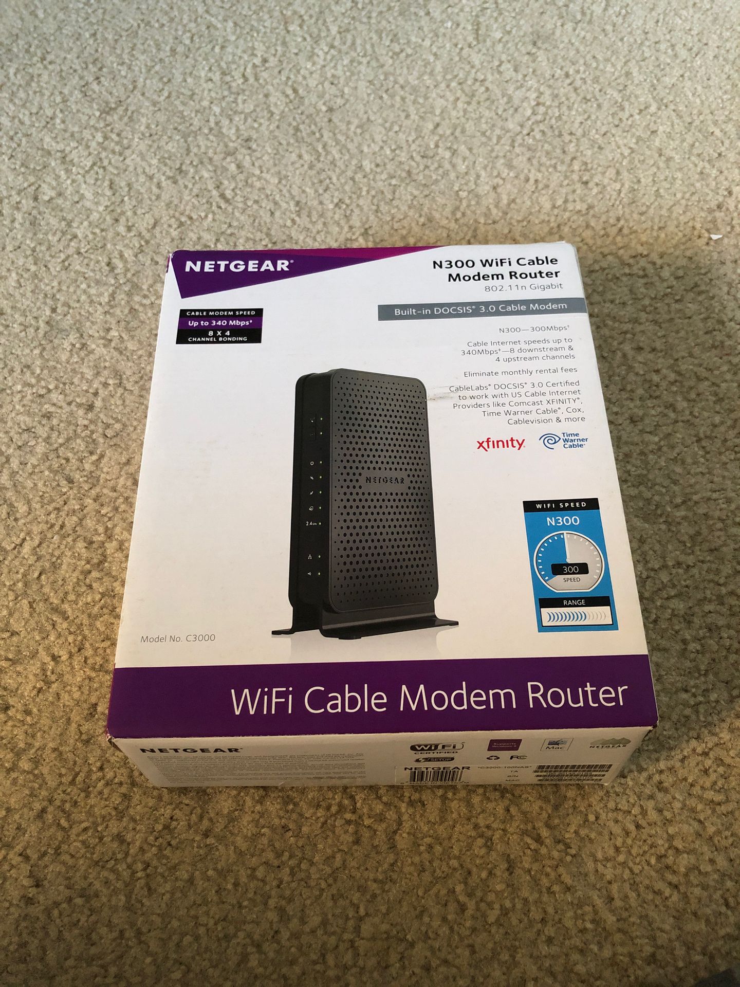 Netgear N300 Wifi Cable Modem Router Combo