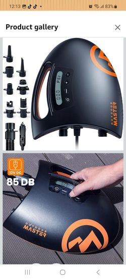 OutdoorMaster 20PSI High Pressure SUP Air Pump Shark - Intelligent Dual Stage Inflation & Auto-Off & Deflation, 12V DC Car Connector, for Inflatable S