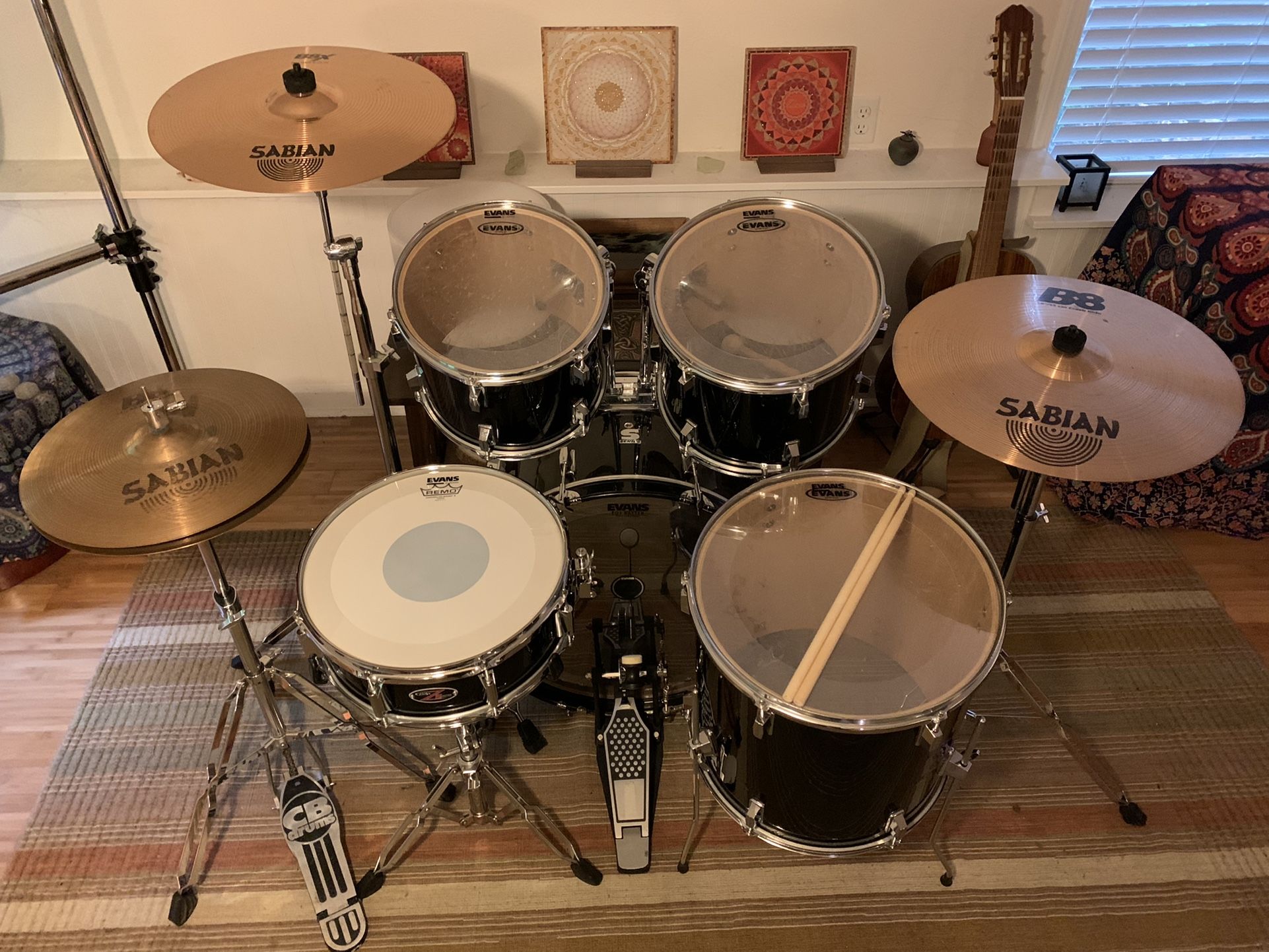 S-Series Drum Set, PDP Snare, Sabian Cymbals